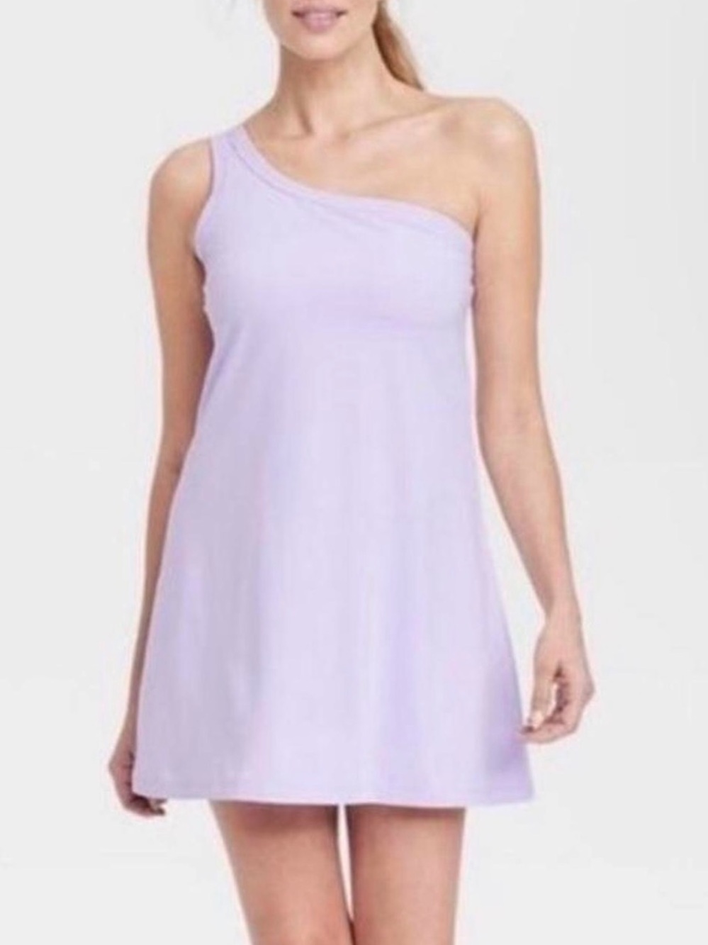 all in motion One-Shoulder Lavender Mini Dress
